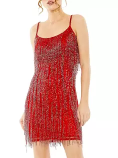 Украшенное мини-платье с бахромой Mac Duggal, красный