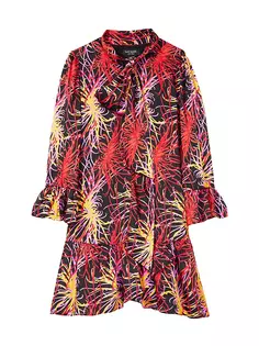 Зимнее мини-платье Mainline из твила с хризантемами Kate Spade New York, черный