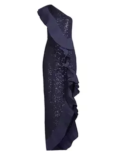 Платье Mercer из пайеток и тафты One33 Social, темно-синий