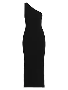 Платье макси на одно плечо в рубчик Toteme, черный