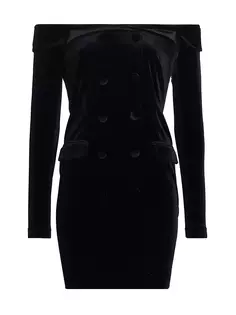 Платье-блейзер Micaela с открытыми плечами L&apos;Agence, черный L'agence