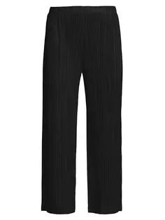 Укороченные брюки до щиколотки со складками и плиссировкой Pleats Please Issey Miyake, черный