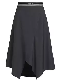 Асимметричная юбка-миди из смесовой шерсти Loewe, цвет anthracite melange