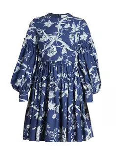 Объемное мини-платье Ophelia Erdem, цвет ophelia vine indigo