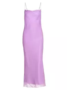 Шелковое платье-миди с воротником-хомутом Vince, цвет verbena sugar plum