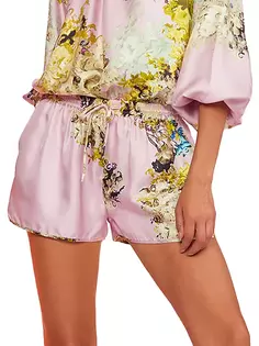 Шелковые шорты с цветочным принтом Cynthia Rowley, мультиколор