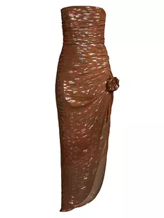 Платье миди без бретелек Nadia с аппликацией Delfi, цвет brown cheetah