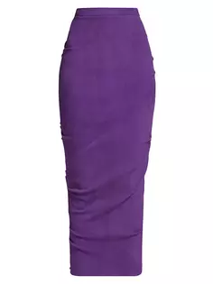 Замшевая длинная юбка-карандаш Laquan Smith, цвет grape