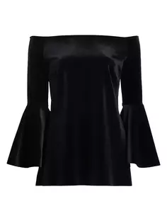 Бархатный топ Nannarella с открытыми плечами Chiara Boni La Petite Robe, черный