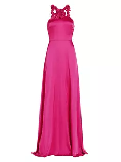Атласное платье Priyanka с розеткой Amur, розовый
