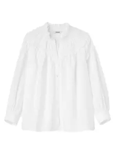 Блуза со сборками на воротнике Sandro, белый
