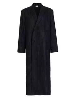 Двубортное пальто в тонкую полоску Loulou Studio, цвет navy stripes