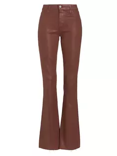 Прямые брюки с высокой посадкой и покрытием Ruth L&apos;Agence, цвет dark cinnamon coated L'agence