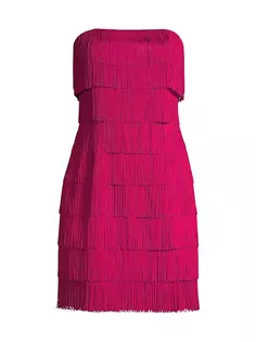 Многоярусное мини-платье без бретелек с бахромой Liv Foster, цвет rich magenta