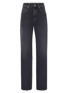 Свободные джинсы из настоящего денима с блестящей окантовкой Brunello Cucinelli, серый