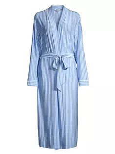 Полосатый трикотажный халат Gisele Eberjey, цвет nordic stripes vista blue ivory