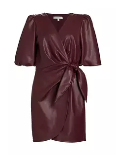Мини-платье Roxy из искусственной кожи с запахом Wayf, цвет burgundy