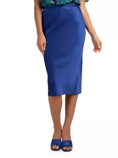 Легкая атласная юбка-миди Trina Turk, синий