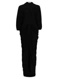 Шерстяное платье макси Rodin с драпировкой The Row, черный