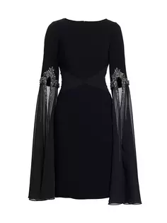 Украшенное платье миди с рукавами из тюля Teri Jon By Rickie Freeman, черный
