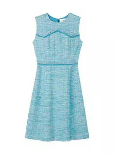 Твидовое мини-платье с ресницами St. John, мультиколор