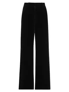 Бархатные широкие брюки Pilar L&apos;Agence, черный L'agence