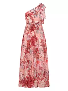 Платье макси на одно плечо с цветочным принтом Freya Kivari, цвет pink large floral
