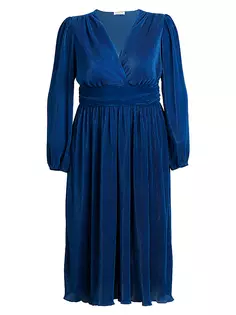 Плиссированное платье миди с длинными рукавами Sophie Kiyonna, бирюзовый