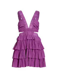 Мини-платье Elenore Cupro с жатыми оборками Magali Pascal, цвет plum