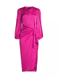 Платье миди-саронг из гламурного атласа Vintage Vintage Donna Karan New York, цвет deep magenta