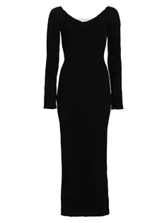 Платье макси с широким V-образным вырезом Lela Rose, черный