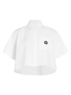 Укороченная хлопковая рубашка с логотипом Boke 2.0 Kenzo, белый