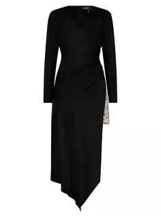 Асимметричное платье-миди с пайетками Bcbgmaxazria, черный