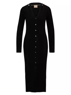 Платье с длинными рукавами из металлизированной эластичной ткани Boss, черный