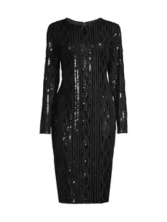 Платье миди с пайетками и косами Donna Karan New York, черный