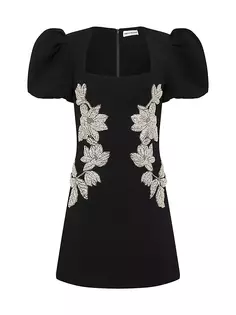 Мини-платье Ginevra с цветочным принтом и бисером Rebecca Vallance, черный