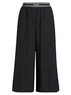 Укороченные широкие брюки с логотипом Loewe, черный