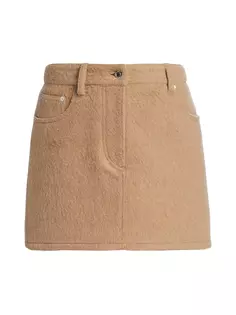 Шерстяная мини-юбка А-силуэта Helmut Lang, цвет camel
