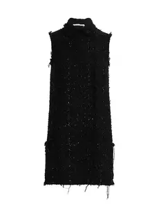 Твидовое платье прямого кроя с эффектом металлик Jason Wu Collection, черный