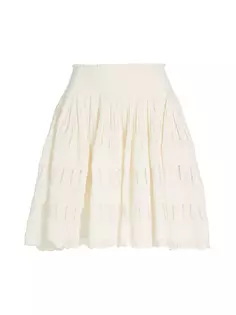 Мини-юбка из плиссированного кружева и кринолина Alaïa, цвет natural