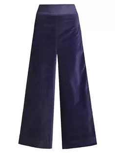 Бархатные широкие брюки-смокинг Frances Valentine, темно-синий