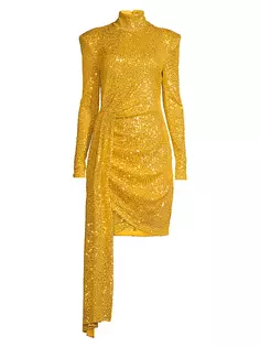 Мини-платье с воротником-стойкой и пайетками One33 Social, золото