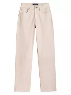 Прямые кожаные брюки со средней посадкой Harlow Rag &amp; Bone, цвет stan
