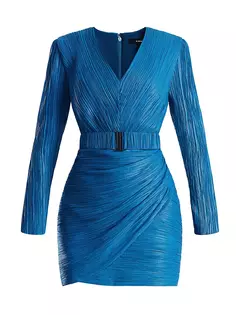 Плиссированное мини-платье Bcbgmaxazria, синий