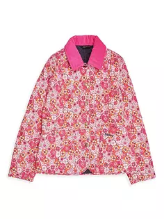 Стеганая куртка с принтом ромашки для маленьких девочек и девочек Barbour, цвет pink dahlia floral