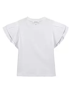 Хлопковая футболка с круглым вырезом и объемными рукавами Frame, цвет blanc