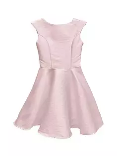 Жаккардовое платье цвета металлик с короткими рукавами для девочек Un Deux Trois, розовый