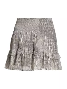 Мини-юбка Jane из шелка с принтом цвета металлик Ramy Brook, цвет light slate lurex kaleidoscope