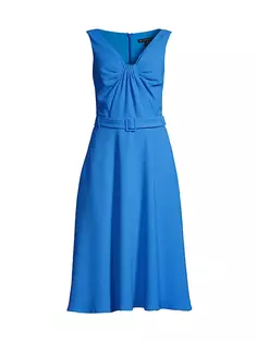 Платье миди Vieata с V-образным вырезом и поясом Black Halo, синий
