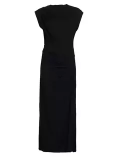 Платье макси из джерси Naerys со сборками Isabel Marant Étoile, черный